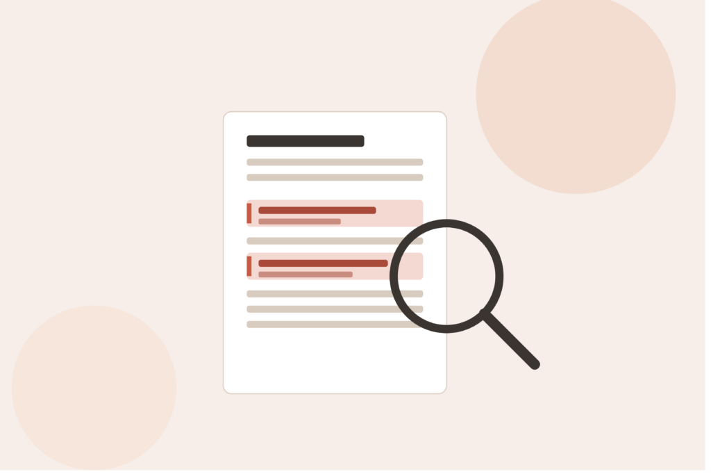 Depiction of magnifying glass used for reading document