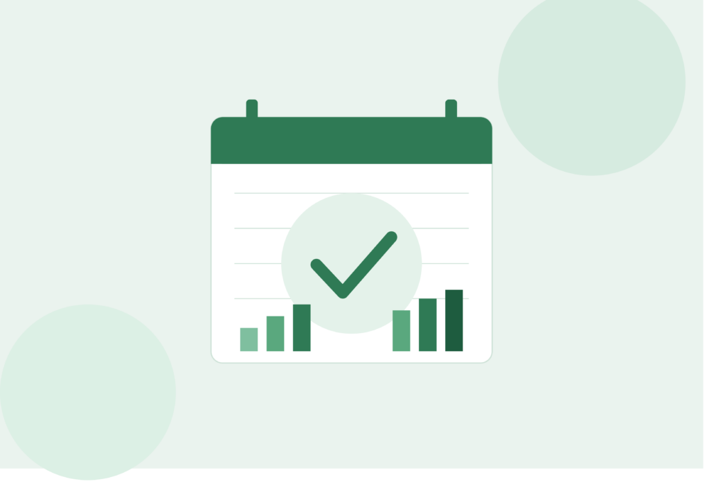 Cartoon depiction of a graph with a green tick