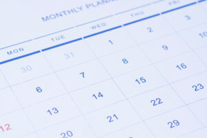 Image of a desk calendar showing days